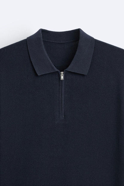 Owen Men's Polo Zip T-Shirt | Luxurious Knitted Cotton 1