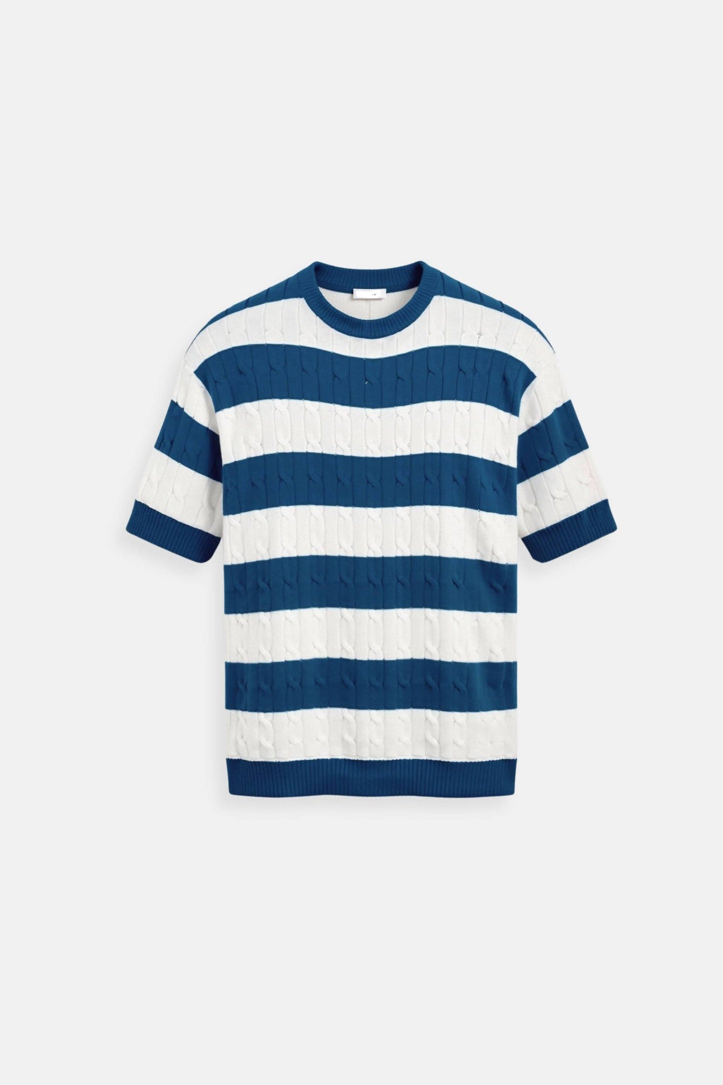 Owen Men's T Shirt | Cable Knit Striped Casual Elegance 0