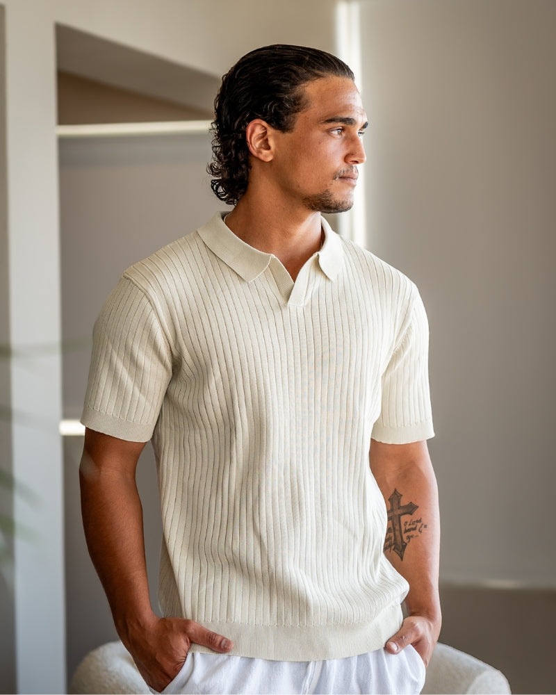 Riven Men's Polo Shirt | Premium Ribbed Fabric, Casual Elegance