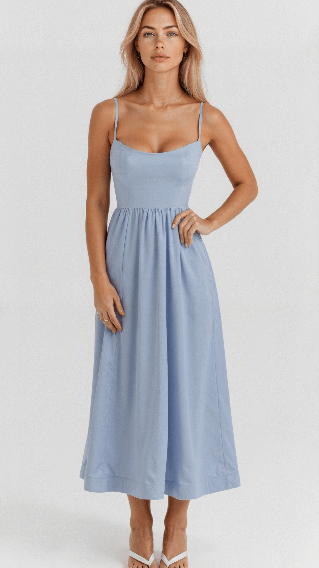 Rosa Women's Midi Dress | Elegant A-Line Summer Design with Spaghetti Straps 2