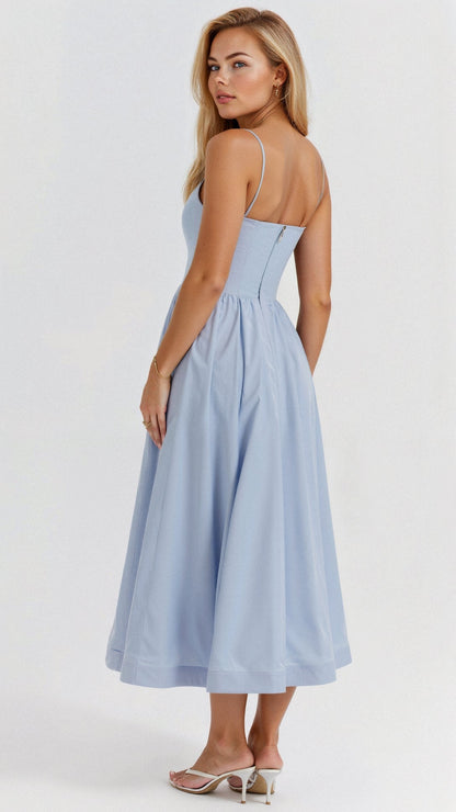 Rosa Women's Midi Dress | Elegant A-Line Summer Design with Spaghetti Straps 6