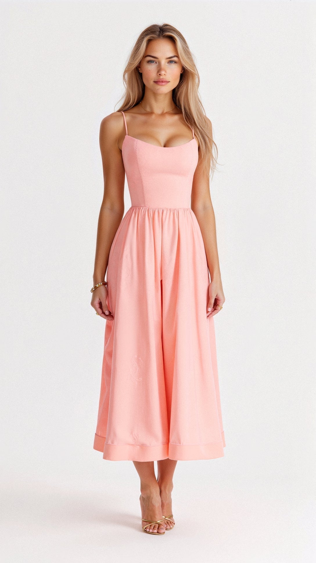 Rosa Women's Midi Dress | Elegant A-Line Summer Design with Spaghetti Straps 8