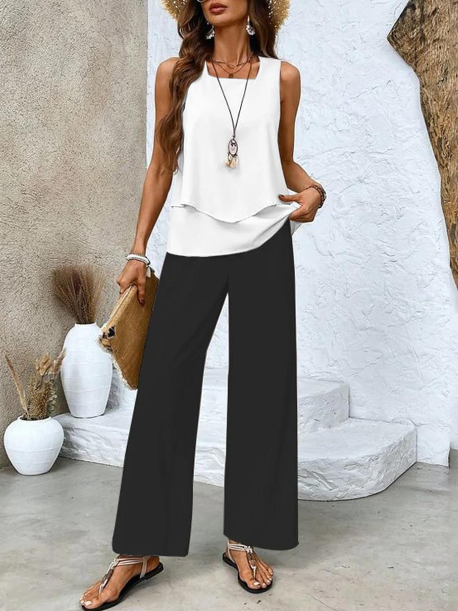 Zara Women's Set | Lightweight Sleeveless Top and Straight-Leg Pants 6